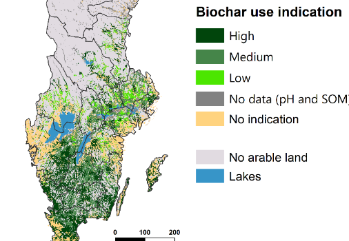 Prioritising biochar application to arable land in Sweden: A spatial multi-criteria analysis